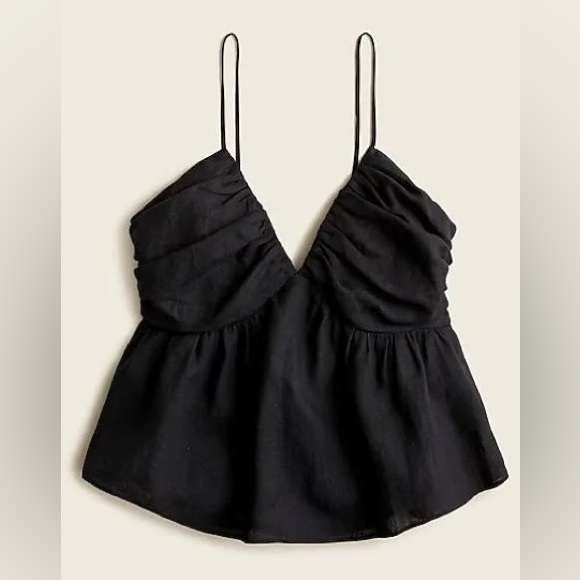 J. Crew Tops - J.Crew V-Nexk Gathered Linen Camisole in black